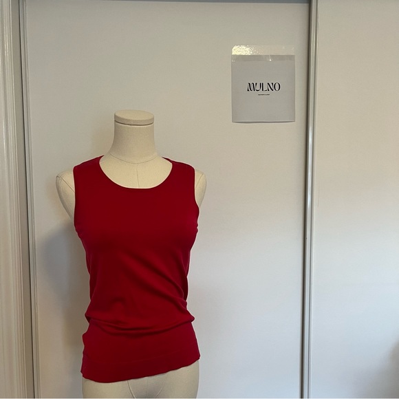 August Silk Designer Top Red Stretchy Size Small Workwear Sleeveless Daily Basic - Picture 9 of 9